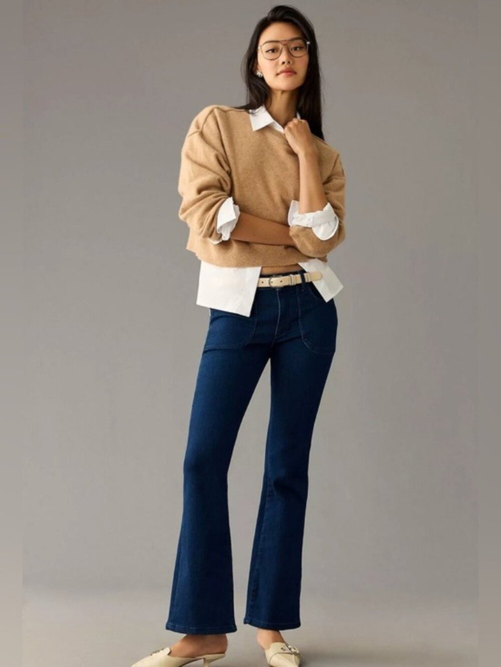 Pilcro The Icon Low-Rise Flare Jeans Size 26 Waist Size 2 Stretch Patch Pocket